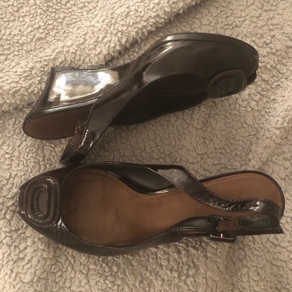 Clarks wedge brown patent leather heels - Picture 1 of 1